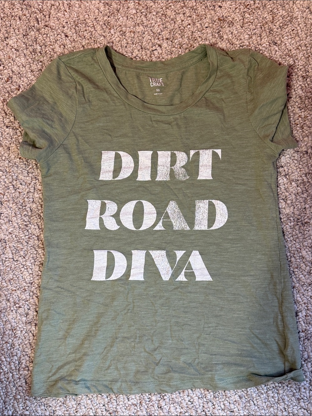 True Craft Olive Green DIRT ROAD DIVA Graphic Tee